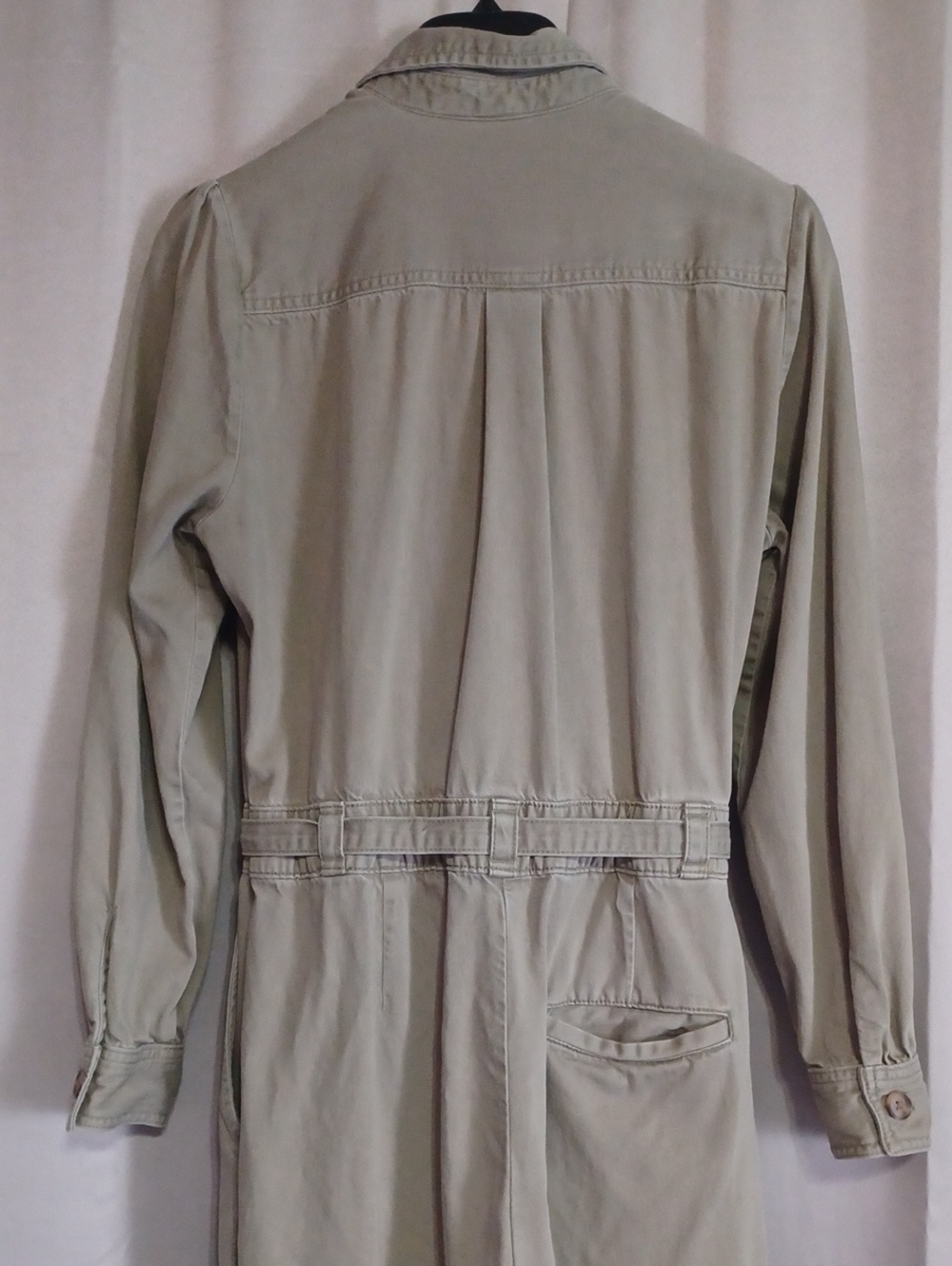 Gap Women's Puff Sleeve Utility Jumpsuit Coveralls Sage Tan Size 6 Soft Twill - Picture 11 of 15